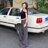 25 Years Of Spring And Summer New Elasticity Thin Feeling Slightly Loose Horn Knitted Leisure Pants Women's Bean Ash Trousers Spandex