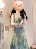 Linxia 2025 Spring And Summer New Design Feel Holiday Style Print Bohemian Fairy Dress