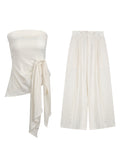 Milan Holiday Shoulder Tsets Women's Spring Summer Casual Broad Leg Pants New Chinese Two-Piece Set