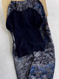 Old Money Wind Beautiful Set 2025 Summer Explosion Blue Knitted Top Print Wide Leg Pants Two Sets