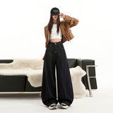 High Street Electric-Shed Water Wash Jeans New Design Three-Dimensional Cutters Loose Broad-Legged Scissors