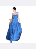 Broken Flower Blue Hanging Dress Woman Summer Bow Bow High Back Thin Babes Seaside Photo Clothes