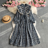 French Sweet Sen Lined Single Buckle Collar Collar Collar With Sleewd Embroidery Dress Female Thin Temperament Fairy Dress