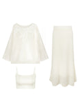 Tender One-Word Lace Horse Seaweed Top With Knitted Half-Dress Two-Set Set
