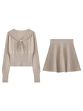 You/ Can Luli Rabbit Ears V-Neck Small Sweater + Fine Folded Skirt Sweet Girl Autumn And Winter Suit Fashion Temperament