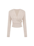 Tian Cuisine Study Club Tiansi V-Neck Knitted Shirt Thin Girl Autumn Pure Long Sleeve Chic Inside The Top Of The Blouse