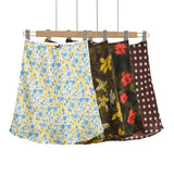 Vintage Oil Painting Flower Half-Dress Girl Spring And Summer New Design High-Waist Sexy A-Word Ass Short Skirt Printed Skirt