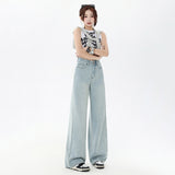 Physical Explosion | 2025 New Early Spring New Casual Wide Leg Jeans Women's Water Washing High Waist Slim-Tight Drags