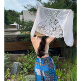 2025 Seaside Holiday Travel Wind Sun Wide Leg Trousers Mowing Floor + Bohemian Bikini Knitted Top