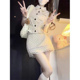 Korean College Storm Set Of Summer Sweet Short-Carrying Doll Shirt High Waist Half-Dress Skirt Two Sets