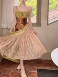 Hing ÞÂ White Splicing Heavy Industry Dress Princess Dress Hanging Lace Under The Structure Of Oil Painting Dress Summer
