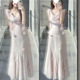 Swing Style Of Thousands Of Kinds Of Skirts Seaside Holiday French High-End Super Beautiful Beautiful Unique Pink Dress