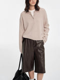 Wool M*Iu Folded Retro Polo Collar High Quality Knitted Sweater K1113