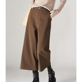 Specialty Quality Warm Eight-Point Broad Leg Pants 2025 Winter New Fashion Plus Thick Hairy Slacks Women's Pants