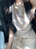 [Falling White Moon] Niche Design Feeld With A Thin Set With Fashion Two Sets Of Temperament Long Skirt