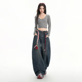 Vintage Wide-Legged Jeans Women Loose Thin-Skinny 2025 New Drag Trousers Without Belts