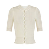 Korean Temperament Sleeve Knitted Cardigan Blouse Spring And Summer New Round-Neck Foundation Bottoming Shirt Short-Sleeved T-Shirt Girl