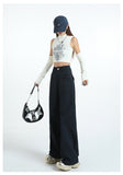 1606 Anola Red And Broad Leg Leisure Women's Spring And Autumn 2025 New High- Waisted Rally Straight Tight Trousers