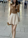 Audrey Delicate Girl Is Elegant Taut Wool Umbrella Skirts Slimy Skirt Autumn And Winter Pure Color