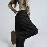 Black Gold Back Elastic Tight Retro Fashion Anti-Fading Jeans Women's Autumn New Commuting Scissors