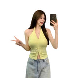 1070# Hanging Neck Vest Women Summer Wear Design Small Chime Chime Blouse With Chest Pad Outside Wear
