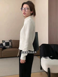 The New Slimming Warm Double Zipper Open-Shirt With Autumn And Winter Milk White Collar Long Sleeve Jacket