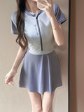 2026 New Women's Thin Belly-Covered Skirt Simple Half-Sleeved Small Breast Gathering Soaking Hot Spring Swimsuit