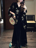New Chinese Style Velvet Velvet Flower Dress Autumn Beautiful Dress