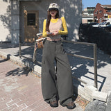 Tide Source 2026 Spring Jeans Women's Scissors Trousers Set Thin Multi-Pocket Broad-Legged Workwear Casual Pants
