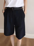Pear Body BI Into ~Suit Shorts Women Summer Thin Temperament Commute High Waist Straight Legs Five Cents Mid-Pants