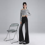 25 Autumn And Winter Black Gray Micro-Horn Jeans Women 2025 New High-Rise Thin Small Horn Pants