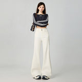 25 Autumn And Winter Black Gray Micro-Horn Jeans Women 2025 New High-Rise Thin Small Horn Pants