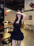 Sweet White Sling Dress Women's Summer To Close The Waist Lotus Leaf Cake Dress Ballet Style A Short Skirt