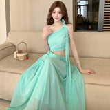2026 Summer New Temperament Sleeveless Dress Seaside Fairy Chiffon Long Dress Super Fairy