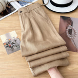 Tiansi Linen Broad Leg Pants Women Summer Thin 2026 New High-Waisted Cotton Trousers Trousers Straight Trousers