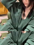 Waffle Knitted Blouse Female Full Zipper Hoodie Languized Retro Casual Outer Coat