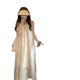 2025 New Sweet Chiffon Neck Dress Fairy Summer Seaside Holiday Dress Temperament High-Level Feeling Shoulders