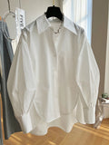 2025 New Station Spring Leg Sleeves Loose Long-Sleeved White Shirt Women Spring And Autumn Design Sense Niche Blouse Tide