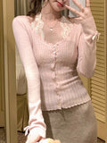Beautiful Warm Feeling Soft Glutinous Repair Pink Long-Sleeved Knitted Fishtail Dress