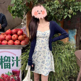 2025 Fashion New Temperament French Sweet Floral Sling Dress Women's Waist Tea Break Skirt