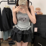 790# Sweet Age-Reduced Sling Vest Autumn And Winter New Plush Puppy Lace Lace Lace On The Bottom Of The Dress