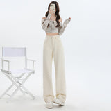 Apricot-Colored Narrow-Edscline Straight-Trousers Ultra-Comfortable Trousers And Lengths
