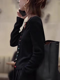 European Goods Heavy Autumn 2025 New Black Knitted Cardigan Long-Sleeved Niche Women's High-End Feel Blouse Tide