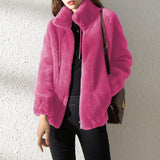 Women's Tide In Winter Plus Thick Double-Sided Velvet Collar To Keep Warm Women's Zip-Up Velvet Women