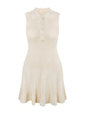 Doris Letter_Pino Brand Polo Collar Pit Strip Sleeveless Knitted Dress Summer Women's New