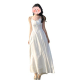 Summer Wear French White Sling Dress Women's Summer 2025 New Unique Beautiful Gentle Temperament Long Dress