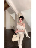 French Babes Ribbon Slanted Shoulders Short-Sleeved T-Shirts In The Summer New Design Sense Of Irregular Thin Temperament Top