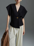 French Cool Chute Hyssium High-End Shirt Women's 2025 Summer New Asymmetrical Suit Vest Top