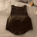 932# Irregular Sling Vest Women 2025 Spring/Summer New Sleeveless Short-Sleeveless Short-Socked T-Shirt T-Shirt Tide