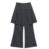 Korean Version Of Chic Niche Design Sweet Cool Wind Fake Two Metal Buckle Skirt Trumpet Trousers Trousers 3 Colors